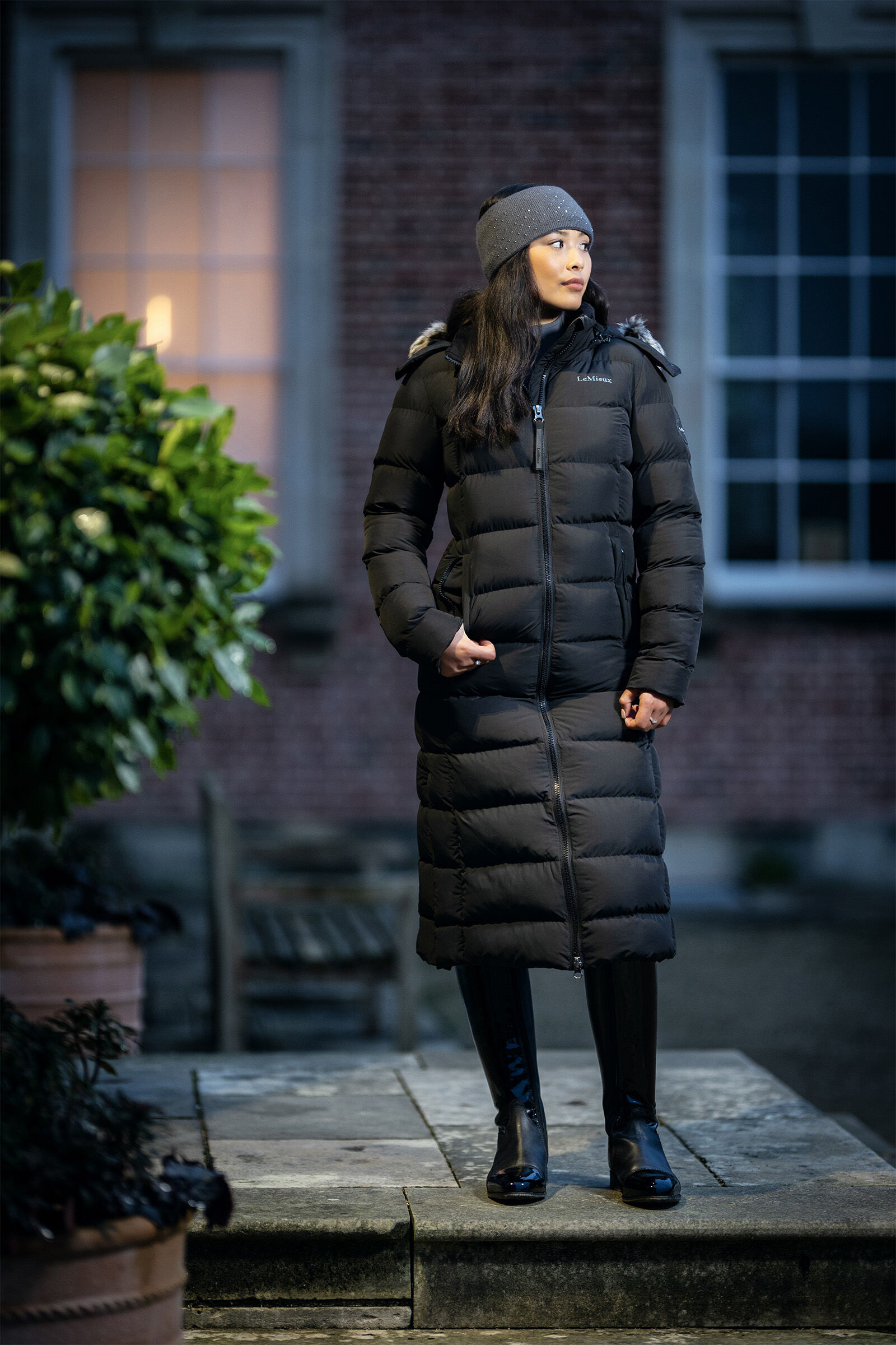 Long black puffy winter coat top