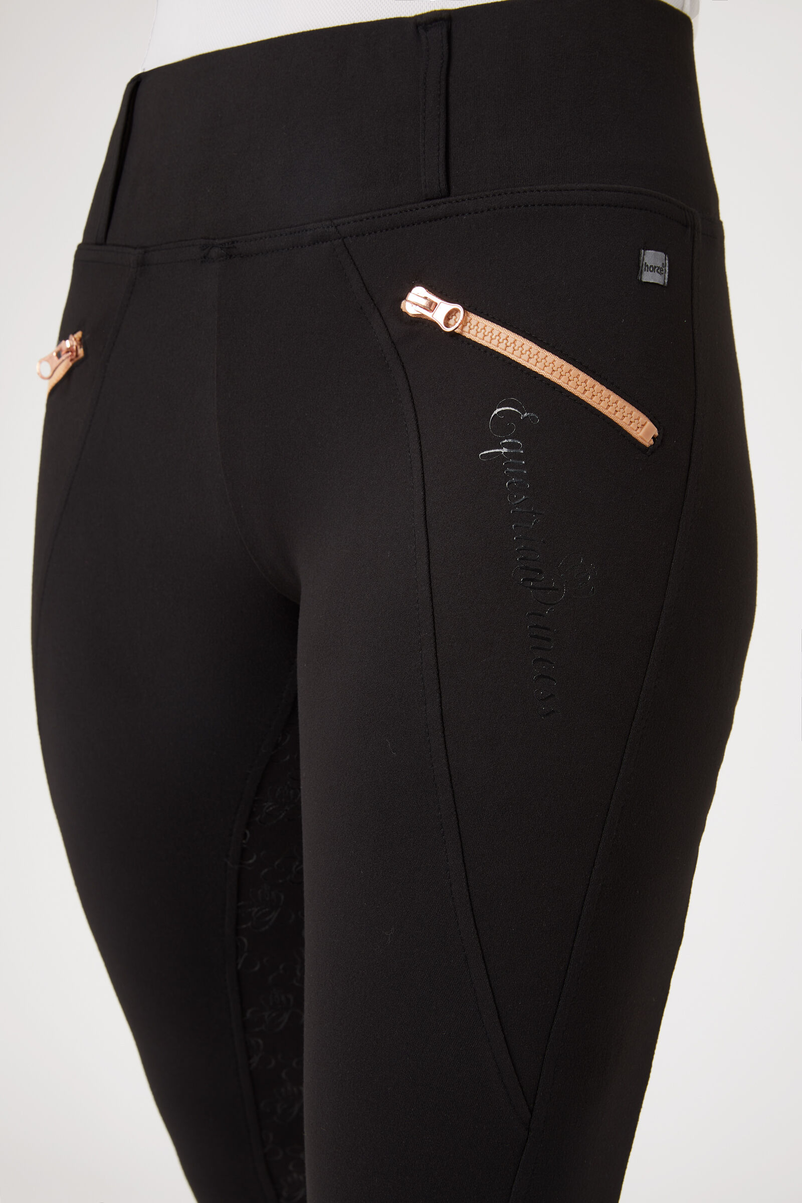 Horze Women s Full Seat Tights with Rosegold Zipper horze