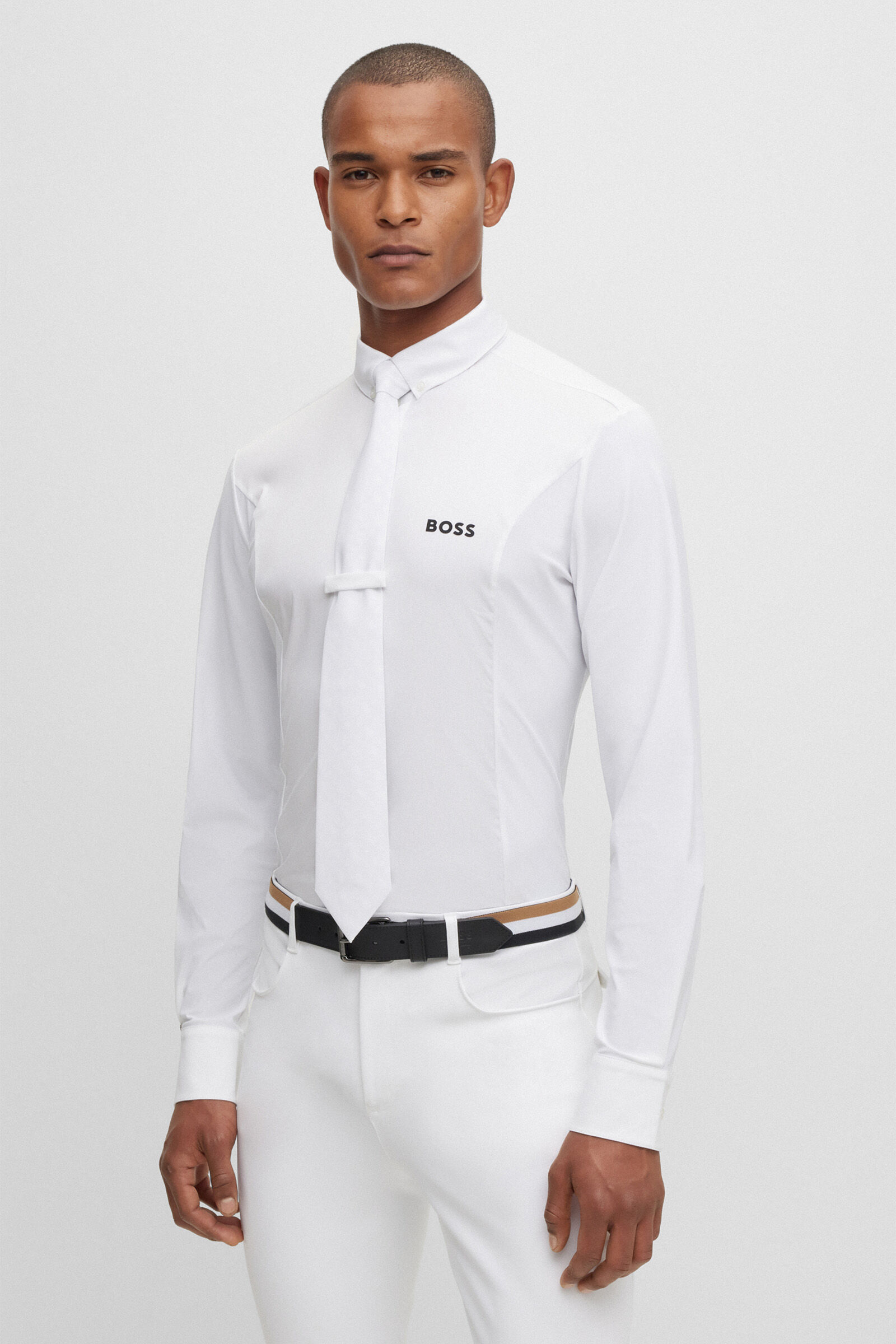 Hugo boss white top button down shirt