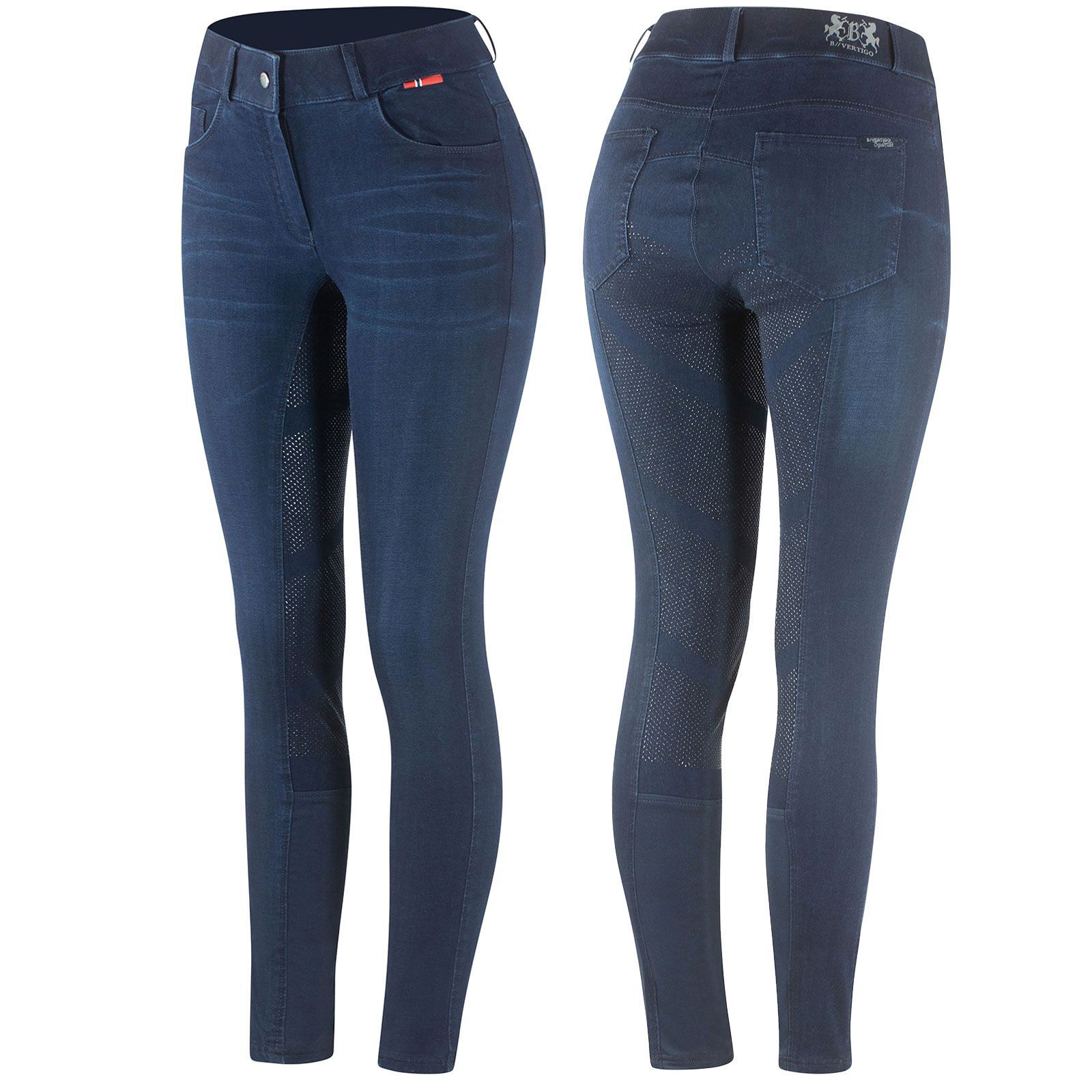 B Vertigo Elle Full Seat Breeches Denim with silicone grip for