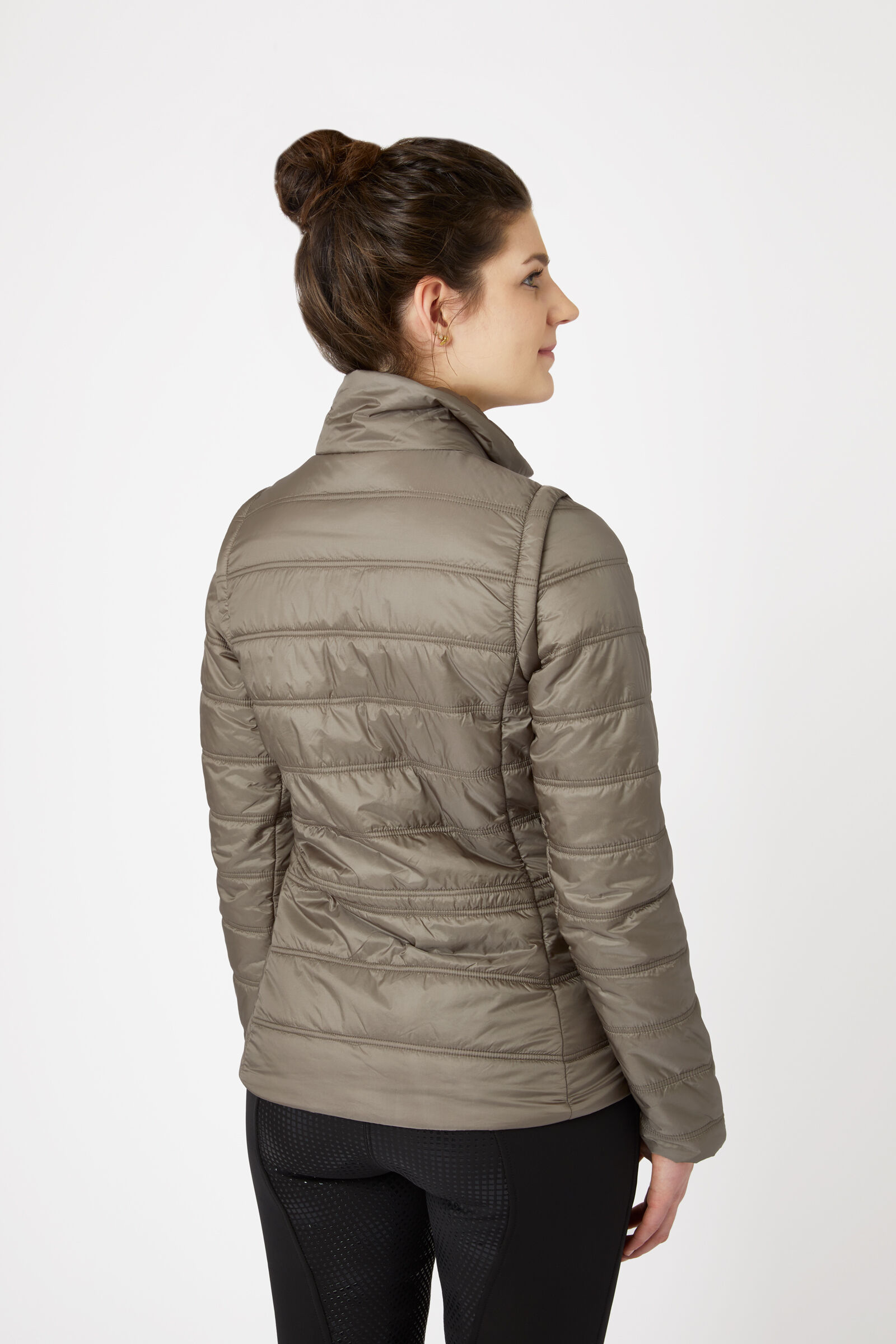 Women's down jacket outlet with removable sleeves