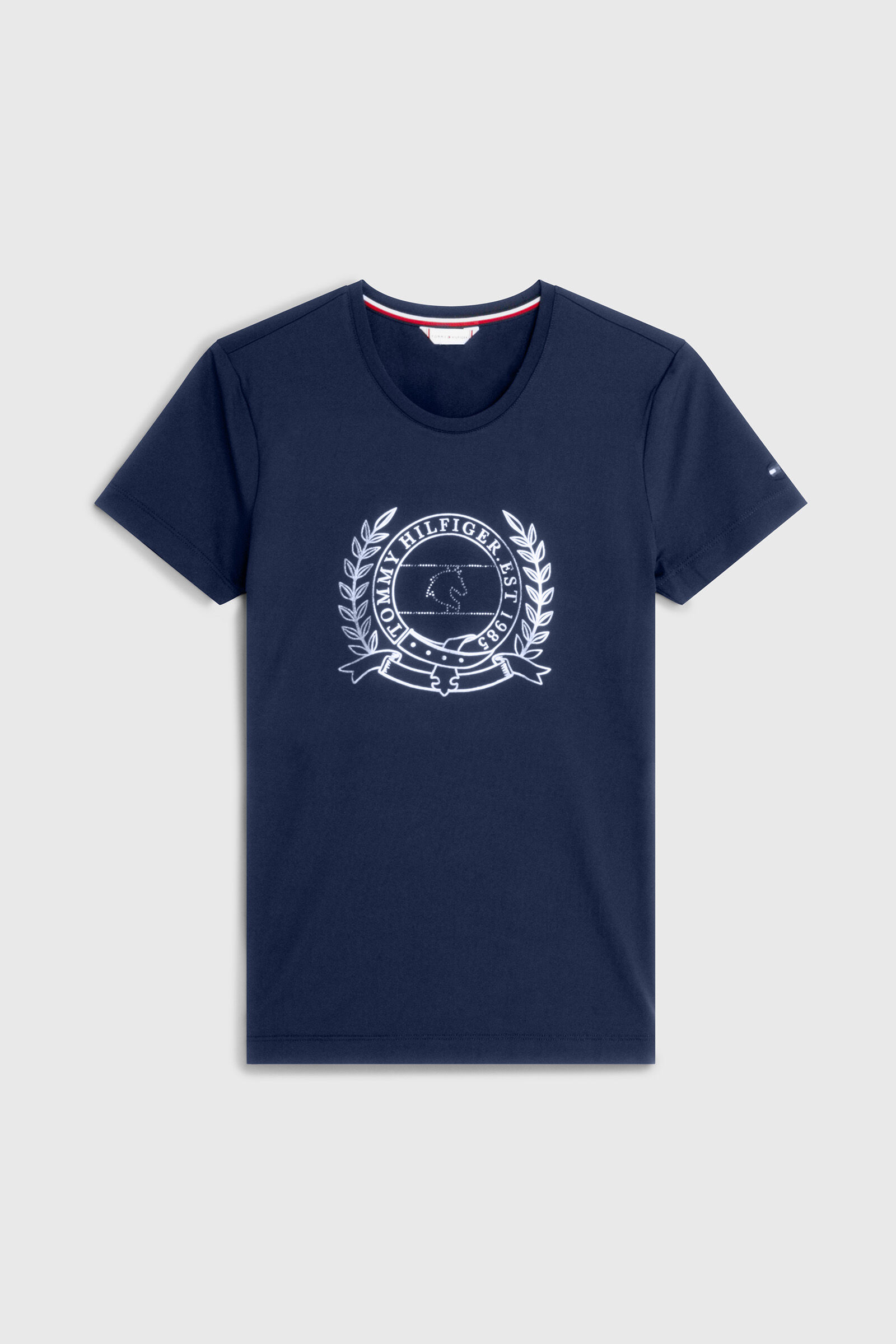 Tommy Hilfiger Equestrian Crest Rhinestone Performance Women s T Shirt